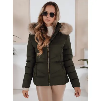 Dámská zimní prošívaná bunda s kapucí Dstreet TY5133 Barva: Zelená, Velikost: XL