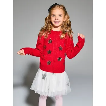 Dívčí oblečení Sinsay - Zapínací svetr s flitrovými hvězdami - červená - WK187-33X - WK187-33X-104