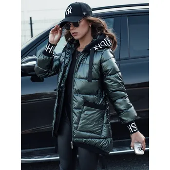 Dámská prošívaná bunda s kapucí FASHION CHIC Dstreet TY4580 Barva: Zelená, Velikost: S