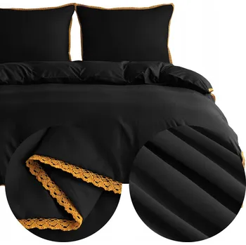 Povlečení Povlečení 200x220 3dílné z MIKROVLÁKNA hladké jednobarevné s krajkou Brandon