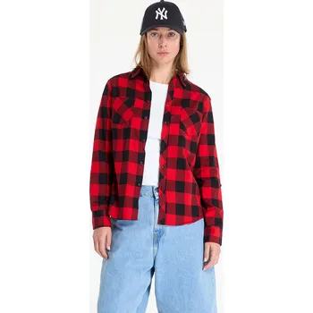 Dámská košile Košile Urban Classics Ladies Turnup Checked Flanell Shirt Black/ Red S