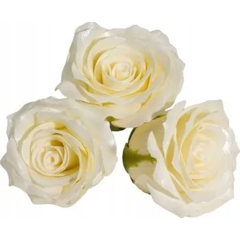 umělá květina PĚTIPETALOVÁ RŮŽE S LESKEM KRÉMOVÁ KVĚTINY Z MÝDLA do kytice dekorace 3ks