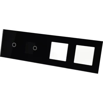 vypínač SKLENĚNÝ DOTYKOVÝ PANEL SPÍNAČ ZÁSUVKA 1+1+1G+1G ČERNÝ