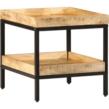 Zahradní stůl vidaXL Boční stůl s policí Hnědá 45 x 45 x 45 cm Masivní mangové dřevo