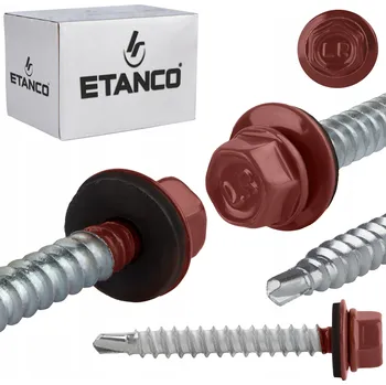 Spojovací materiál Šrouby farmerské 6,4x50 mm RAL 3009 100 ks samořezné šrouby do plechu Etanco GT F HD