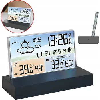 Hodiny POGODOWA STACJA POMIAROWA TERMOMETR VLHKOMĚR HODINY BUDÍK BAREVNÝ LCD