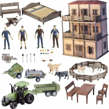 Figurka VELKÁ SADA FARMA RANČ HOSPODÁŘSTVÍ DOMEČEK K SESTAVENÍ ZEMĚDĚLEC ZVÍŘATA