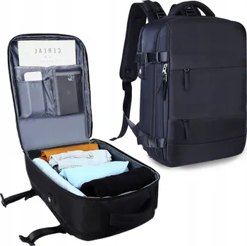 Městský batoh ČERNÝ BATOH CESTOVNÍ ZAVAZADLA DO LETADLA NA NOTEBOOK, USB, PŘÍSLUŠENSTVÍ
