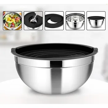 SADA KUCHYŇSKÝCH MISEK 5 KS NEREZOVÁ OCEL 4,5L-1,1L PRO POTRAVINY