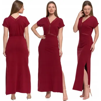 Dámské šaty ŠATY Elegantní Výstřih do V Rozparek Krajka MORAJ L