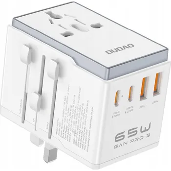 Cestovní adaptér Cestovní adaptér Dudao A65Pro 65W EU / US / JP / AUS / UK 2x USB-C 2x USB-A