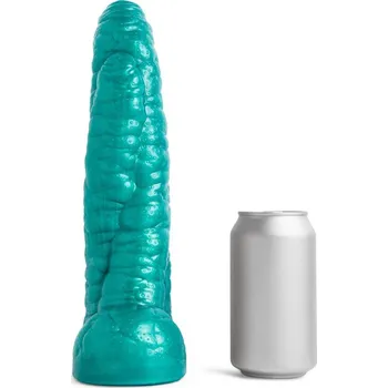 Dildo Erotixxx Toys Sea Monster Metallic Green 40% L, prémiové silikonové dildo s Vac-U-Lock 29,5 x 4,7–7,3 cm