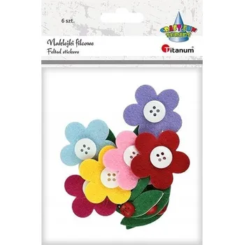 samolepka Sada nálepek pro děti - ozdobné filcové 3D nálepky květy 6 Ks