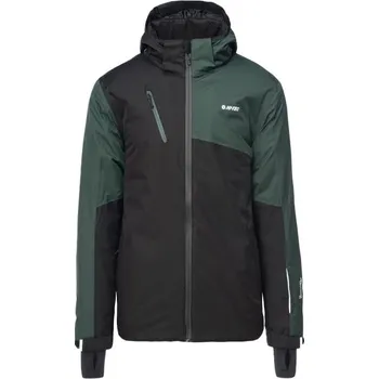 Pánská zimní bunda Hi-Tec RAMIREZ XL Černá, Tmavě zelená, Stříbrná