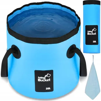 kbelík Skládací kbelík na vodu 20L - Modrý WIADRO SKŁADANE NA WODĘ WIADERKO 20L KEMPING 15,5-20 l