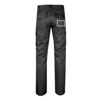 Pánské kalhoty VL PAN. Strečové kalhoty s mnoha kapsami (290 g/m²), z bavlny (46 %), EME (38 %) a polyesteru (16 %) 30 Back Pants, 100 x 70 Digitální Transfer, 13 barvy