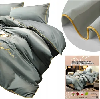Povlečení Povlečení 160x200 cm sada 4 dílná jednobarevné s výšivkou mikrovlákno Areta šedá