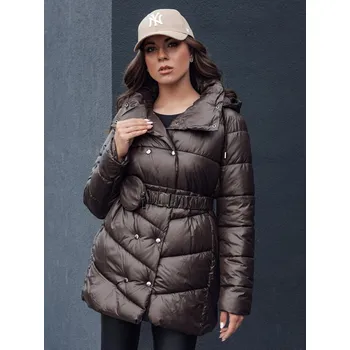 Dámská zimní prošívaná bunda s kapucí BLOOM Dstreet TY4484 Barva: Hnědá, Velikost: S