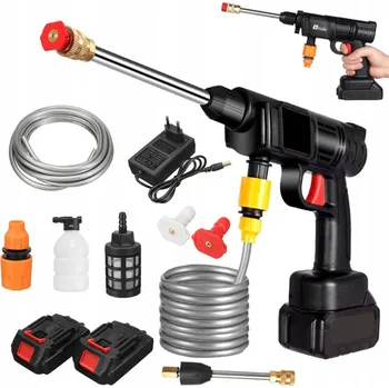 Vysokotlaký čistič TLAKOVÁ MYČKA S TRYSKAMI 6V1, VÝKONNÝ MOTOR 24V, AKUMULÁTOR 300W