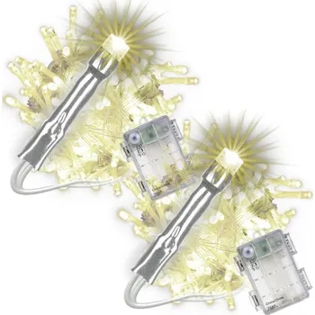 Vánoční dekorace Sada vánočních LED řetězů 10 m, 100 LED, teplá bílá, 2 ks