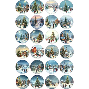 Jedlá dekorace na dort VÁNOCE-136 Materiál: Jedlý papír