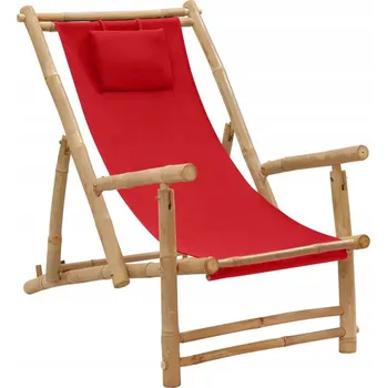 Zahradní lehátko VidaXL Červené bambusové Lehátko