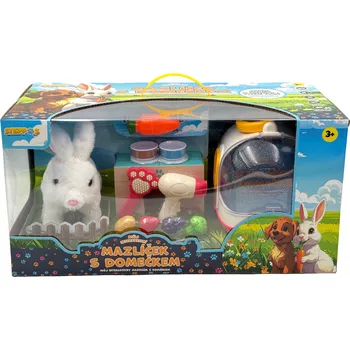 Hračka pro nejmenší Mac Toys STEPPOS Můj interaktivní mazlíček s domečkem - Králíček