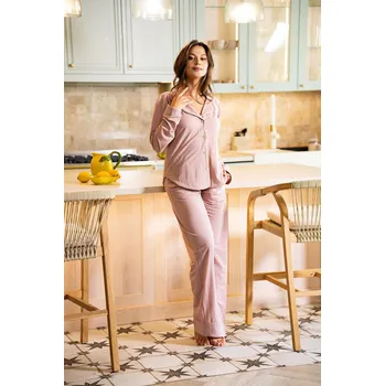 Pánské pyžamo Belle Reverie MK 42 Blush Hour pyžamo délka/r S-L rozepínací pudrově růžová XL