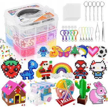 Dětské navlékací korálky Žehlicí korálky KOMPLETNÍ SADA 10600 barevných korálků