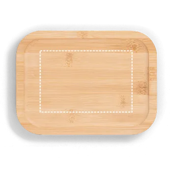 Svačinový box PORTOBELLO. Obědová krabička. Hermetický box z borosilikátového skla a bambusového víka 1000 ml 60 Lid, 120 x 80 Gravírování laserem, 1 barva