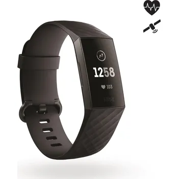 Sporttester FITBIT Náramek Charge 3 na měření aktivity černý ČERNÁ
