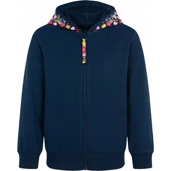 Dívčí mikina Dětská Rozepínací Mikina , tmavě modrá, 146, dívčí mikina, Endo květiny