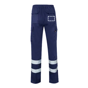 Pánské kalhoty VL ASCLEPIUS. Keprové kalhoty s více kapsami (200 g/m²), z bavlny (35 %) a polyesteru (65 %) 1 Back Pants, 100 x 70 Digitální Transfer, 13 barvy