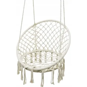 Zahradní houpačka HOUPAČKA ČAPÍ HNÍZDO S TŘÁSNĚMI BOHO BÉŽOVÁ ECRU max. 150 kg