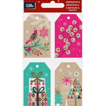 Set školních potřeb Dárková visačka 12 ks - Barevné Vánoce kraft