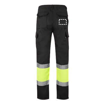 Pánské kalhoty VL POSEIDON. Dvoubarevné keprové kalhoty s více kapsami (210 g/m²), z bavlny (20 %) a polyesteru (80 %) 3 Back Pants, 100 x 70 Digitální Transfer, 13 barvy