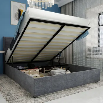 Postel Jednolůžková dřevěná postel Arhatreya 140x200 cm šedá