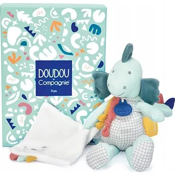 plyšák Doudou Dárková sada - Plyšový dinosaurus s dečkou 25 cm zelený