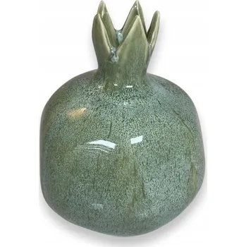 Váza Keramická váza ve tvaru granátového jablka zelená na květiny, dekorativní, 13 x 10 cm