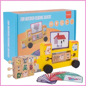 Dřevěná hračka DĚTSKÁ HRAČKA SLOVNÍ HRA AUTO PUZZLE