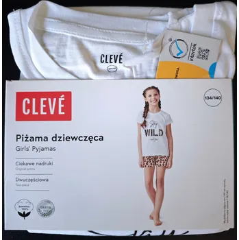 Dívčí pyžamo Dívčí pyžamo Cleve bavlněné 2dílné 134 140 puntíky divoká panterka