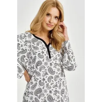 Dámské noční prádlo Dámská noční košile 3453-Aida, dlouhý rukáv, bílá, vel. M, L, XL