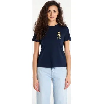 Dámské tričko Tričko Tommy Hilfiger TH Crest Embroidery Crew Neck T-Shirt Blue XS