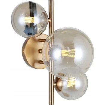 Nástěnné svítidlo Nástěnné svítidlo mosazné se skleněnými jantarovými koulemi, 3 žárovky, do obýváku Italux