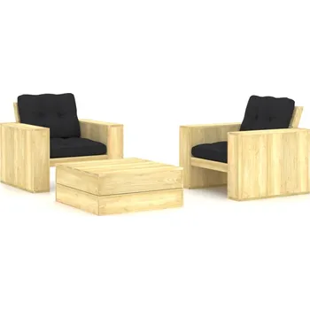 Zahradní sestava zahrada-XL 3dílná zahradní sedací souprava a podušky impregnovaná borovice 3065811