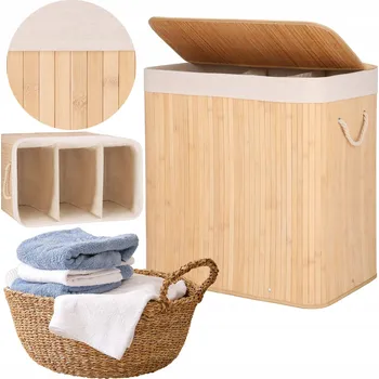 Koš na prádlo Volně stojící koš na prádlo Springos 150 l bílý, šedý