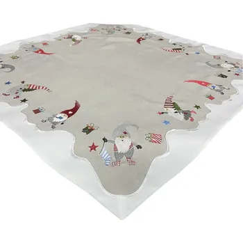 ubrus Vánoční čtvercový ubrus s výšivkou skřítků Šířka: 85 cm | Délka: 85 cm