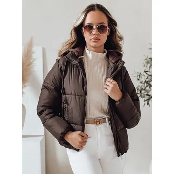 Dstreet Dámská krátká zimní bunda s kapucí GLAMVO Béžová XL