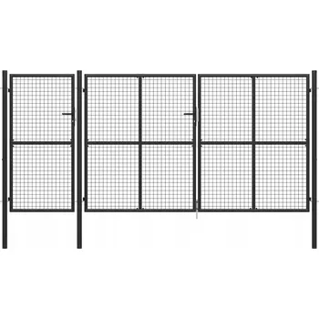 OCELOVÁ BRÁNA NA PLOT 400 x 150 CM ANTRACITOVÁ