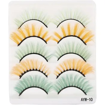 Umělé řasy Barevné umělé řasy na pásku 5 párů – pro umělecké a večerní líčení